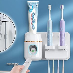 Toothpaste Dispenser, Automatic Toothpaste Dispenser, Space-Saving Toothbrush Holder Wall Mounted for Bathroom, Toothpaste Squeezer, Electric Toothpas