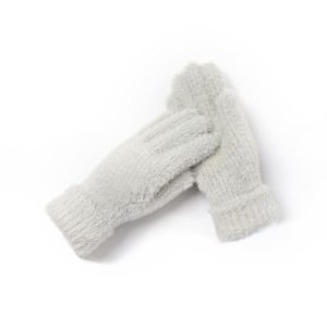 Womens Gloves for Cold Weather – Knit Warm Gloves, Touchscreen Winter Gloves for Women Trendy Men Furry Wool Gray Large