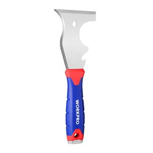 WORKPRO Paint Scraper, 8 in 1 Paint Remover, Metal Putty Knife with Hammer End and Can Opener, Stainless Steel Scraper Tool for Removing Caulk, Painti