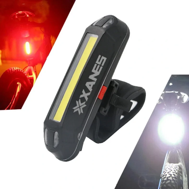 XANES 2 in 1 500LM LED Bike Light 500mAh Battery Waterproof 5 Light Modes USB Rechargeable Bicycle Taillight Warning Lig