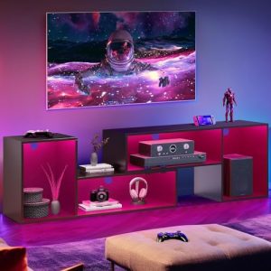 YITAHOME Deformable TV Stands for Living Room, TV Stand 65/75/70/55 inch TV, Entertainment Center with Storage, Modern LED Television Stand, TV Consol