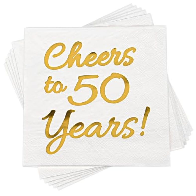 50th Birthday Decorations Men Women Party Supplies Cocktail Napkins Disposable 50th Birthday Wedding Anniversary Party Napkins Paper Beverage Napkins