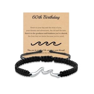 60th Birthday Gifts for Women Wave Bracelet Gifts for 60th Birthday Women Handmade Bracelets Meaningful Gifts 60 Year Old Birthday Gifts