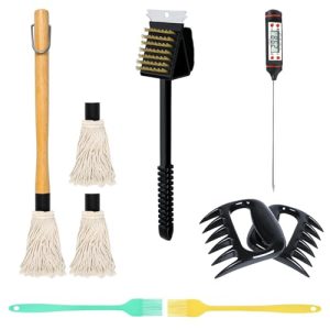 BBQ Mop and Grill Brush Set - ZQDFLME Outdoor Grill Tools Accessories (10pcs)
