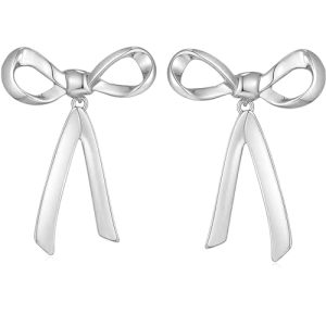 BLISI Gold Bow Earrings Silver 925 Sterling Silver Post Bow Stud Earrings Gold Dangle Bow Earrings Gold and Silver Bow Earrings for Women Hypoallergen