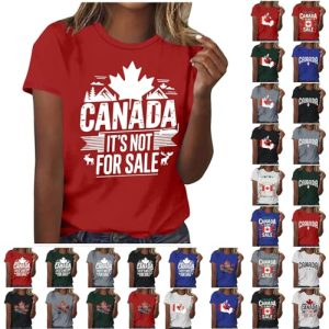 Canada is NOT for Sale Shirts for Women Cute Graphic Tshirts Summer Short Sleeve Tops Novelty Letters Printed Blouses A01 Red Small