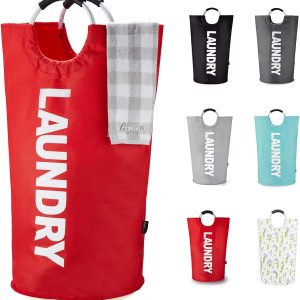 Caroeas 90L Laundry Basket (13 Colors), Waterproof Laundry Hamper, Laundry Bag with Padded Handles, Clothes Hamper Stands Up Well, Collapsible Laundry