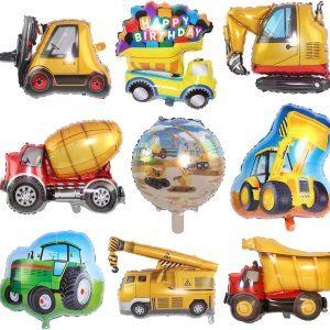 Construction Truck Balloons, 9 pcs Construction Birthday Party Supplies, Construction Trucks Party Decorations for Children Birthday Party, Dump Truck