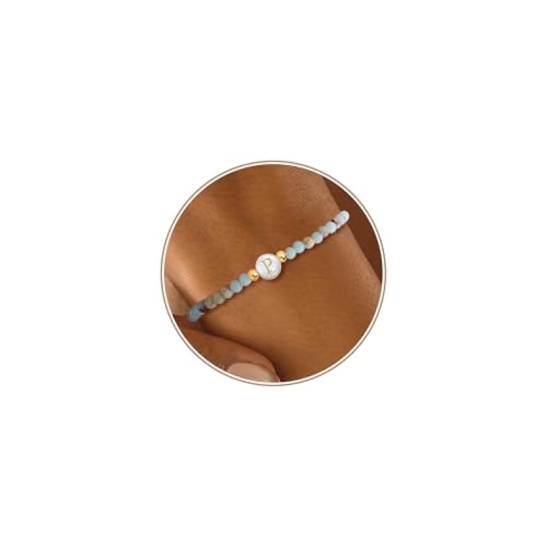 Dainty Crystal Bracelet 8th Grade Graduation Gifts Beaded Initial P Bracelet Personalized Gifts Birthday Gifts for Mom P natural stone