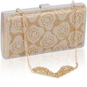Evening Clutch Pearl Purse for Women, Party Clutches Bag Wedding Formal Handbags Rosegold