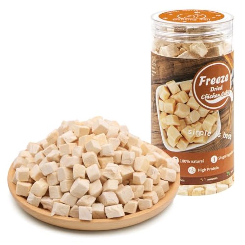 Freeze Dried Raw Cat and Dog Treats, Healthy Limited Ingredient Chicken Cube Weight Control Traing Treats for Small Dogs Cats (Chicken) Chicken Cube(S