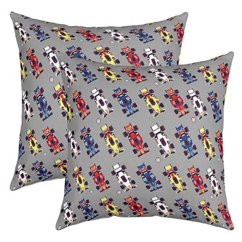 Kids Speed Sports Car Throw Pillow Cover 18″x18″ Set of 2 Race Car Pillow Cases Cushion Covers Bedroom Decor Racing Car Extreme Sports Decorative Thro