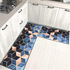 Kitchen Rugs Kitchen Mat Set of 2 Kitchen Rug Non-Slip Kitchen Rugs and Mats 47.3x17.3/31.5x17.3 Inch Floor Mat Doormat Runner Rug for Kitchen, Laundr