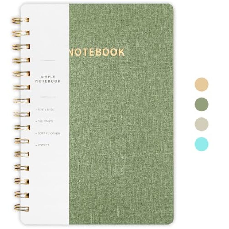 Lined Spiral Notebook College Ruled A5 Journal Book for Note Taking, 160 Pages Writing Journal for Office and Home School Supplies 5.75×8.125 inch (1A