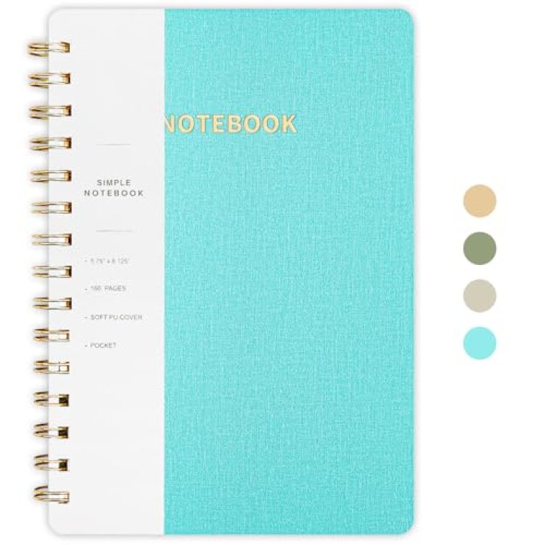 Lined Spiral Notebook College Ruled A5 Journal Book for Note Taking, 160 Pages Writing Journal for Office and Home School Supplies 5.75×8.125 inch (1-