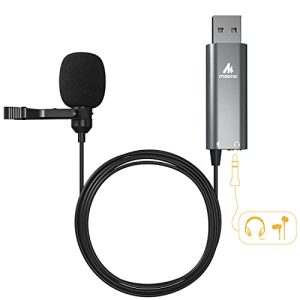MAONO USB Lavalier Microphone with Headphones Jack, Omnidirectional Computer Lapel Clip Mic for Recording, Gaming, Streaming, Podcasting, YouTube, Sky