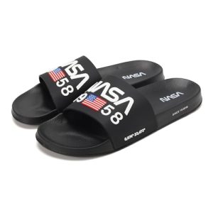 Mens Slides Sandals, NASA Sports Fan Sandals, Athletic Sandals 9.5 Black