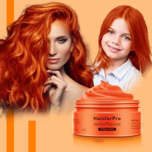 Orange Hair Color Wax, Temporary Washable Hair Color Dye for Kids, Hair Makeup Paint for Parties or Cosplay, No Mess Hair Coloring Product