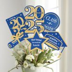 ORIENTAL CHERRY Graduation Decorations 2025 Deals – 30 Pack Blue and Gold Grad Centerpiece Sticks, Class of 2025 Party Supplies Table Topper Decor for