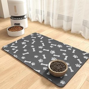 Pet Feeding Mat-Absorbent Dog Food Mat-Mat for Food and Water-No Stains Quick Dry Water Dispenser Mat-Pet Supplies-Dog Placemat for Messy Drinkers 12"