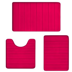 Red Bath Mats - Memory Foam Bath Rug Set, Non-Slip, Absorbent Shaggy Toilet Rugs, Perfect Plush Bathroom Carpets