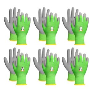 Schwer 6 pairs Kids Gardening Gloves, Toddler Yard Work Gloves, Rubber Non-Slip Safety Work Gloves for Kids, Youth, Fishing, Cycling and Gardening Too