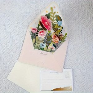 TEMU 1pc Flower Style Greeting Cards With Envelope, Creative 3d Greeting Cards Eid Mubarak
