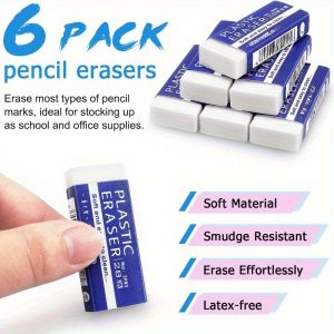 TEMU 6/12pcs Pencil Erasers Large White Erasers For School And Office Drawing Art Erasers