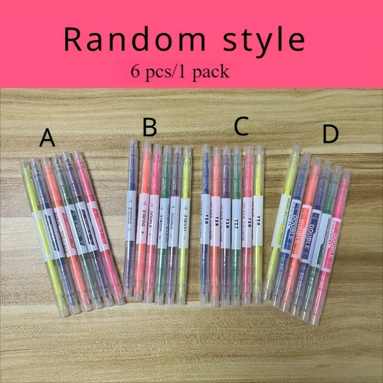 TEMU 6pcs Tip Highlighters – , Angled & For And Use,