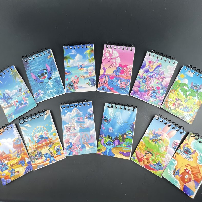 TEMU Authorized; 12pcs Stitch & Notebooks, Cute Notepads, Travel Portable Notepads, Spiral Coil Notebooks, 1 Book With 12 Pages