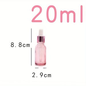 TEMU Pink Essential Oil Bottles With White Droppers, Glass Dropper Bottles In Varying Sizes Refillable Cosmetic Containers Liquids & Serums