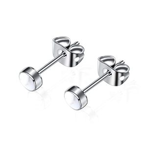 Titanium Stud Earrings for Women Earrings 4mm Natural Stone Gemstones Hypoallergenic Earrings Nickel Free Black Onyx 5mm Earrings for Women Sensitive