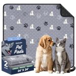 Washable Pee Pads, Puppy Pee Pad for Dogs, 2 Pack Absorbent Reusable Training Dog Pads Pet Puppy Pads, Non-Slip Potty Pads for Whelping, Playpen, Crat