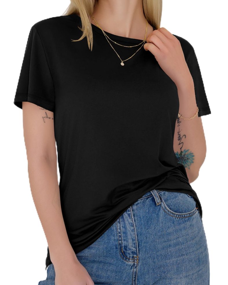 Womens Tops – Black Short Sleeve Shirts for Women Casual Summer Clothing