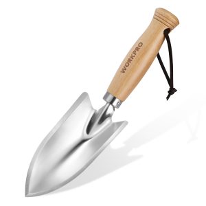 WORKPRO 11" Garden Hand Trowel, Heavy Duty Polished Stainless Steel Garden Shovels with Wood Handle, Small Gardening Hand Tools for Digging, Planting,