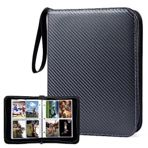 WOT I Trading Card Binder, 400 Pockets Card Binder Sleeves with Zipper, Double Sided Pockets Card Holder Carry Card Case for Baseball Card, Football C