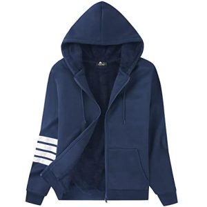 ZITY Womens Hoodies Fleece Jacket Winter Sherpa Lined Sweatshirt Navy Blue Small