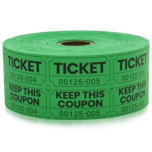 2000 Raffle Tickets, Green Tickets for Events, Raffle Tickets Roll