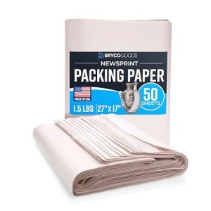 Bryco Goods Newsprint Packing Paper Sheets for Moving - 1.5lb - 50 Sheets of Newspaper Paper - Wrapping and Protecting Fragile Items, Box Filler, Ship