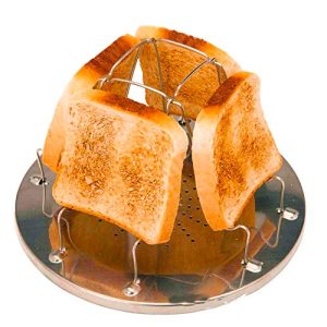Camping Toaster for Gas Stove – 4-Slice Stainless Steel Stovetop Bread Toast Rack for Outdoor Cooking, Hiking, BBQ, and Picnics – Compact and Port