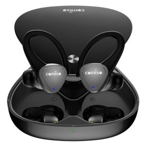comiso Wireless Earbuds Bluetooth 5.3- Noise Cancelling Headphones, Sports Bluetooth Headphones with Earhooks, Build in Mic, Charging case, Wireless E