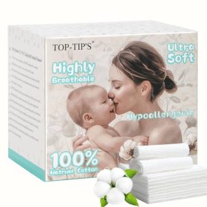 Disposable Face Towels, 100% Cotton Ultra Soft & Thick Facial Towels for Sensitive Skin, Biodegradable Makeup Remover Dry Wipes, Lint- free Face Cloth