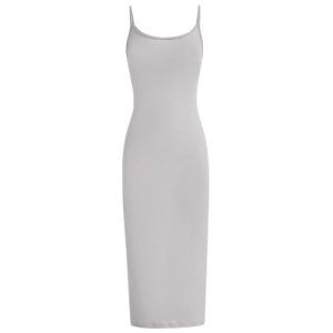 EXARUS Girls Bodycon Maxi Dress Spaghetti Strap Slip/Sleeveless/Short Sleeve/Long Sleeve Kid Pencil Casual Long Dresses Spaghetti Strap 8 Years B-grey