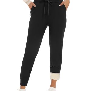 GAYHAY Fleece Lined Sweatpants Women- Winter Warm Sherpa Lined Athletic Joggers Pants with Pockets Sweatpants Small 1#black