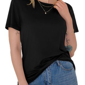 GAYHAY T-Shirts for Women - Black Crew Neck Short Sleeve Shirts Summer Spring Casual Basics Tees 2025