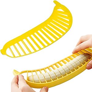Guyuyii Banana Slicer – Safe, Easy Kitchen Gadget for Kids and Adults | Get 18 Even Slices in Seconds | Perfect for Fruit Salad, Cereal and Dessert