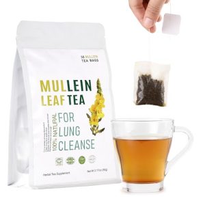 HUAYING Mullein Leaf Tea Bags, 30 Teabags, 3g/Bag For Lungs, Caffeine Free, Non-GMO (3.17 oz/90g)