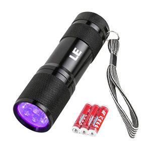 Lighting EVER Black Light Flashlight, Small UV Lights 395nm, Portable Ultraviolet Light Detector for Invisible Ink Pens, Dog Cat Pet Urine Stain, AAA