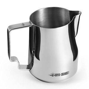 MHW-3BOMBER Milk Frothing Pitcher 12oz/350ml Milk Frother Cup Espresso Steaming Pitcher Stainless Steel Milk Frother Cup Barista Latte Art Round Spout