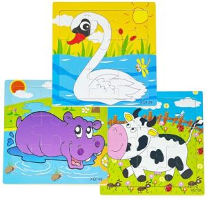 Sealive 3-Pack Wooden Animal Puzzles for Toddlers, 9-Piece Jigsaw Puzzles for Kids 3-5, Preschool Learning Educational Toys, Fine Motor Skills, for Bo